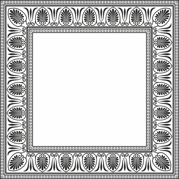 ベクトルモノクロ黒の正方形の古典的なギリシャの装飾 ヨーロッパの装飾品 フレーム古代ギリシャ ローマ帝国 — ストックベクタ