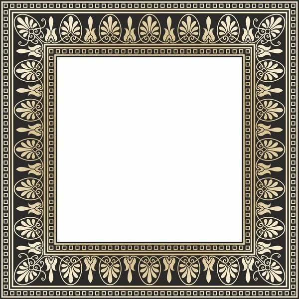Vektor Gold Und Schwarzes Quadrat Klassisches Griechisches Ornament Europäisches Ornament — Stockvektor