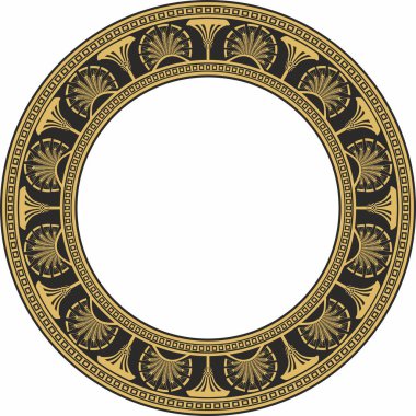 Vektör altın, dikişsiz Mısır süsü. Sonsuz çember, halka, sınır, Eski Mısır çerçevesi.