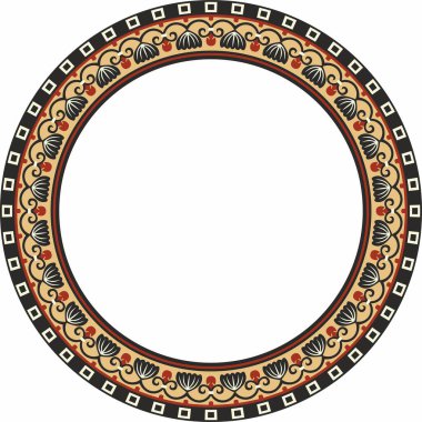 Vector colored round ornament ring of ancient Greece. Classic pattern frame border Roman Empire