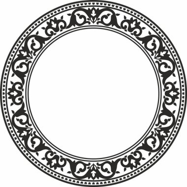 Vector monochrome black round turkish ornament. Endless ottoman national border, frame