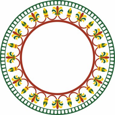 Vektör yuvarlak renkli ulusal İran süsü. İran uygarlığının çember, çerçeve, sınır etnik düzeni