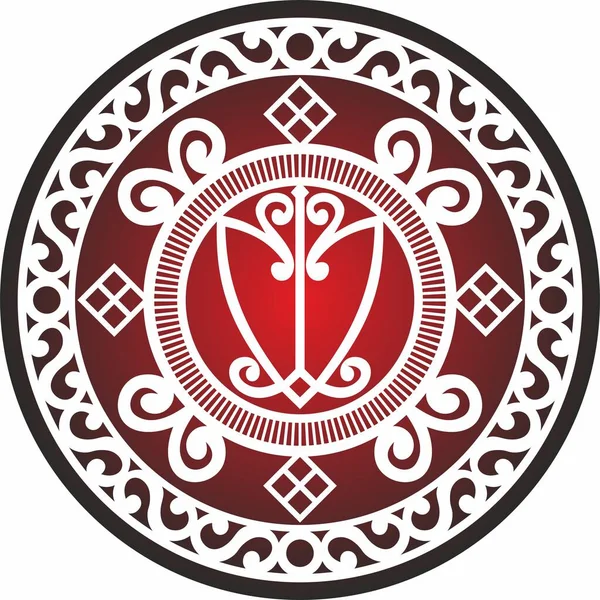 Vector Red National Yakut Circle Pattern Indigenous Peoples North Tundra — Vector de stock