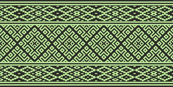 Vector Green Color Seamless Belarusian National Ornament Ethnic Endless Black — Vettoriale Stock