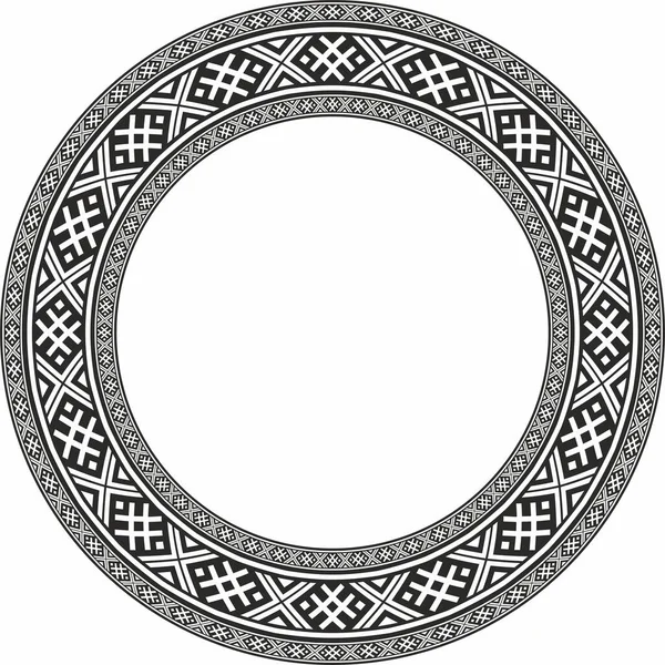Vector Monochrome Seamless Belarusian National Ornament Ethnic Endless Circle Black — Vetor de Stock