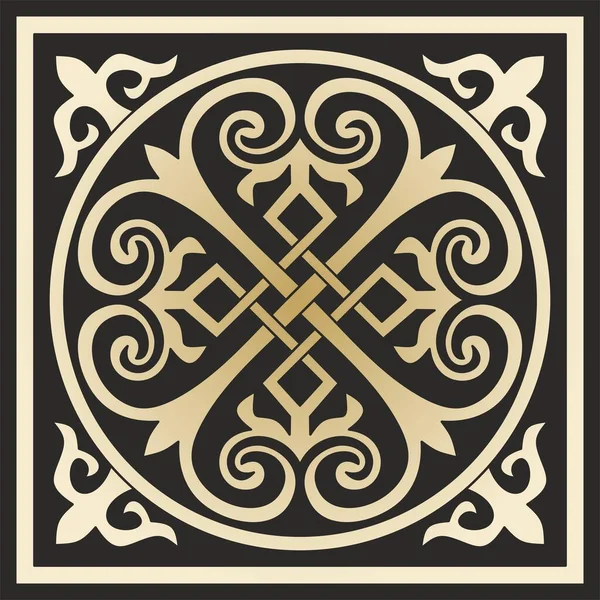 Vector Golden Square Byzantine Ornament Knot Rosette Circle Greek Pattern — Vector de stock
