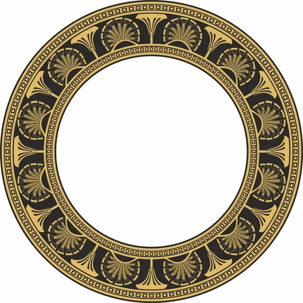 Векторное Золото Бесшовное Вокруг Египетского Орнамента Бесконечный Круг Кольцо Граница — стоковый вектор