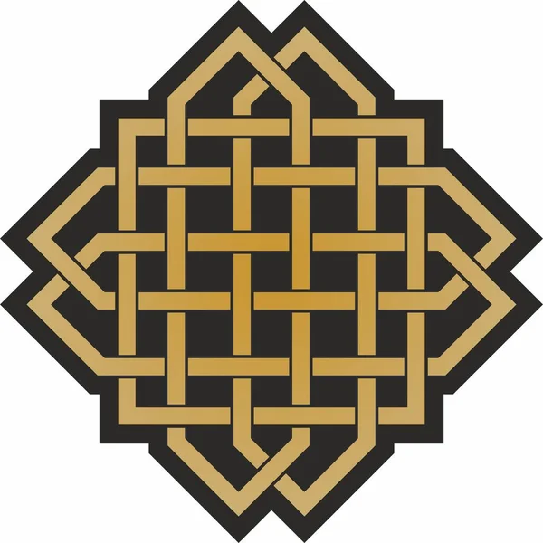 Векторное Золото Черный Кельтский Узел Украшение Древних Европейских Народов Знак — стоковый вектор