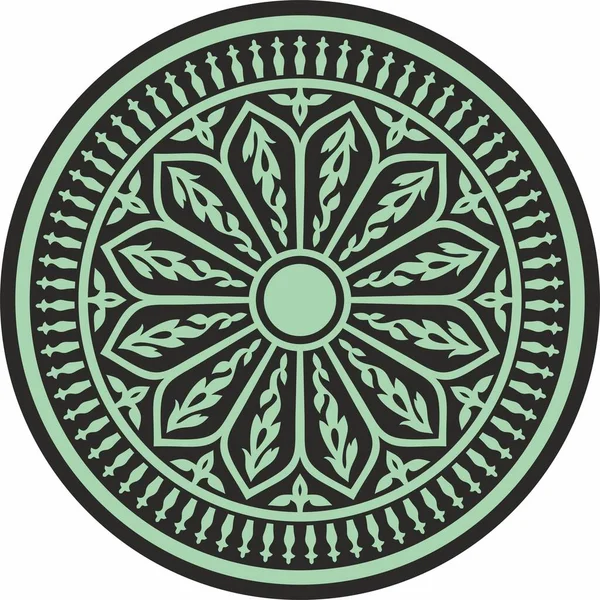 Vettore Verde Nero Arabo Ornamento Nazionale Rotondo Cerchio Etnico Popoli — Vettoriale Stock