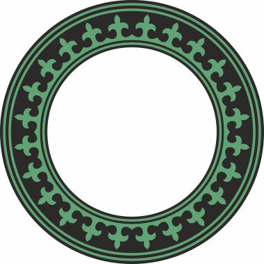 Vektör yeşil ve siyah Kazak ulusal süsü. Büyük Steppe 'deki insanların etnik kalıpları,