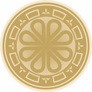 Vector altın yuvarlak antik Bizans süsü. Yunanistan, Doğu Roma İmparatorluğu 'nun klasik çemberi. İstanbul 'un şablon motifleri