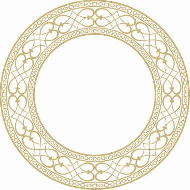Vector Gold yuvarlak klasik Rönesans süsü. Çember, halka Avrupa sınırı, canlanma biçimi çerçevesi