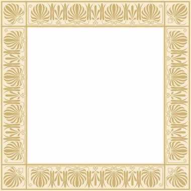 Vektör altın kare klasik Yunan süsü. Avrupa süsü. Sınır, çerçeve Antik Yunan, Roma İmparatorluğu