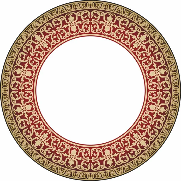 stock vector Vector gold and red round classic renaissance ornament. Circle, ring european border, revival style frame