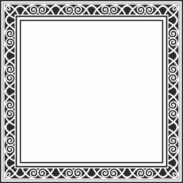 Wektor Monochromatyczny Czarny Kwadrat Klasyczny Renesansowy Ornament Niekończąca Się Granica — Wektor stockowy