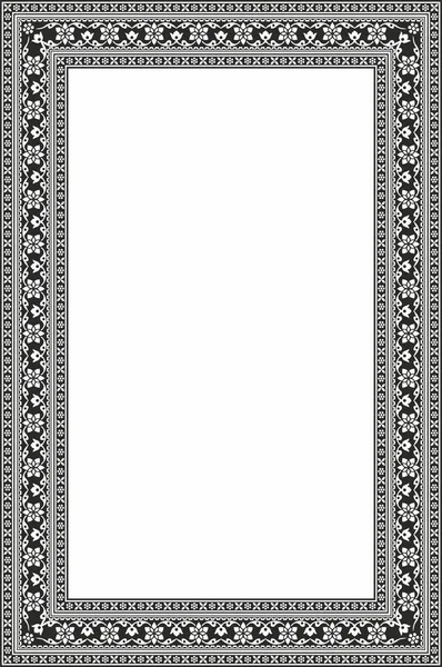 Векторный Квадратный Монохромный Черный Индийский Национальный Орнамент Граница Между Этническими — стоковый вектор