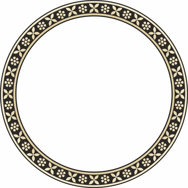 Векторный Круглый Золотой Черный Индийский Национальный Орнамент Круг Этнических Растений — стоковый вектор