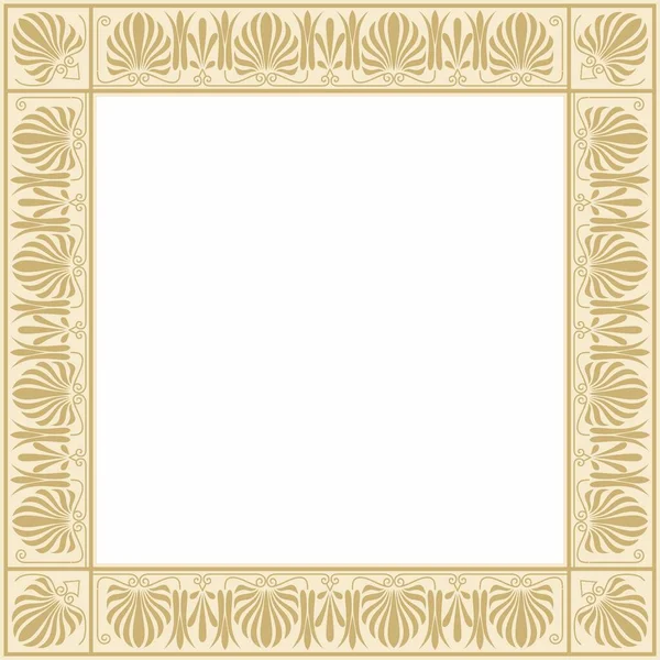 Wektor Złoty Kwadrat Klasyczny Grecki Ozdoba Europejski Ornament Granica Rama — Wektor stockowy