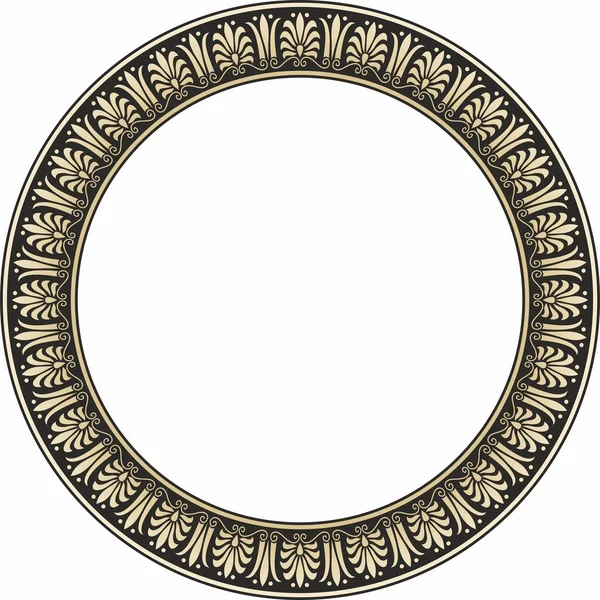 Vektör altın ve siyah yuvarlak klasik Yunan süsü. Avrupa süsü. Sınır, çerçeve, daire, halka Antik Yunan, Roma İmparatorluğu