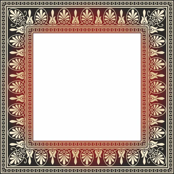 Vektor Gold Und Rotes Quadrat Klassisches Griechisches Ornament Europäisches Ornament — Stockvektor