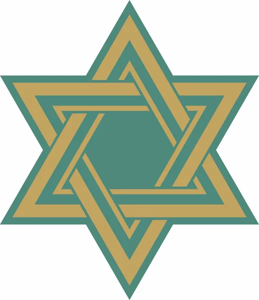 Vektor Gold Und Grüner Jüdischer Nationalschmuck Davidstern Semitisches Volksmuster Ethnisches — Stockvektor