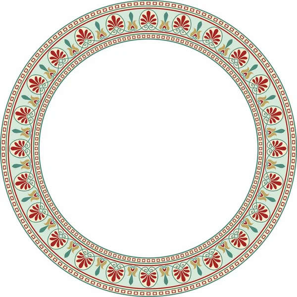 Vektorfarbenes Klassisches Griechisches Ornament Europäisches Ornament Grenze Rahmen Kreis Ring — Stockvektor