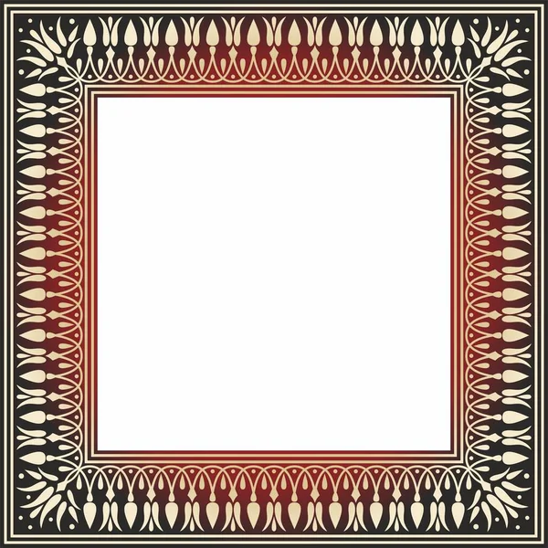 Vector Gold Und Rotem Quadrat Klassischen Griechischen Mäander Ornament Muster — Stockvektor