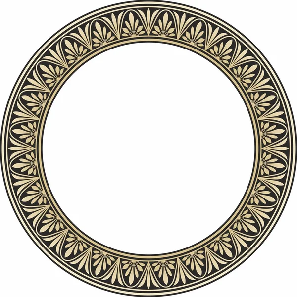 Vetor Ouro Preto Redondo Clássico Ornamento Meandro Grego Padrão Círculo — Vetor de Stock