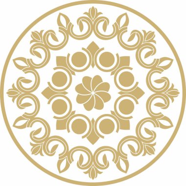 Vector gold round turkish ornament. Endless Ottoman national circle.