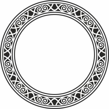 Vector monokrom siyah yuvarlak klasik Rönesans süsü. Çember, halka Avrupa sınırı, canlanma biçimi çerçevesi