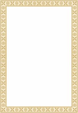 Vektör kare altın Hint ulusal süsü. Etnik bitki sınırı. Çiçek çerçevesi. Gelincikler ve yapraklar