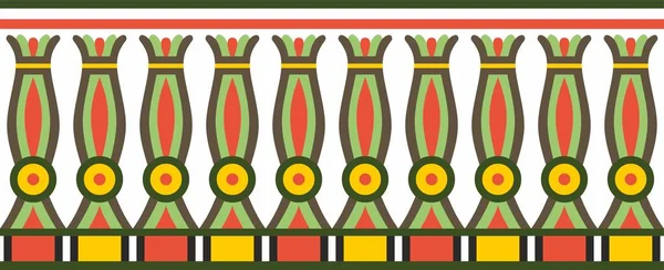 Вектор Барвистий Єгипетський Кордон Нескінченний Орнамент Стародавньої Африки Патерн Квітів — стоковий вектор