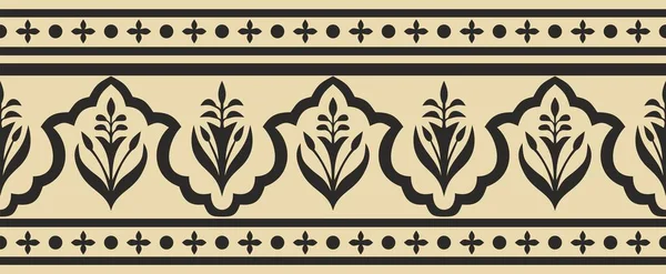 Векторське Безшовне Національне Золото Чорний Орнамент Стародавньої Персії Безкінечний Кордон — стоковий вектор