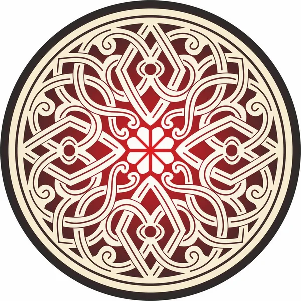 Vektorové Zlato Červená Kulatá Starobylá Byzantská Ornament Klasický Kruh Východořímské — Stockový vektor