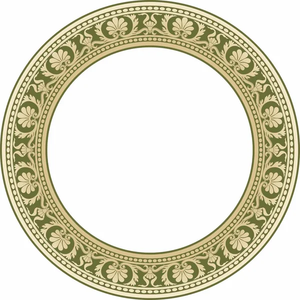 Vecteur Vert Rond Classique Ornement Renaissance Cercle Anneau Bordure Européenne — Image vectorielle