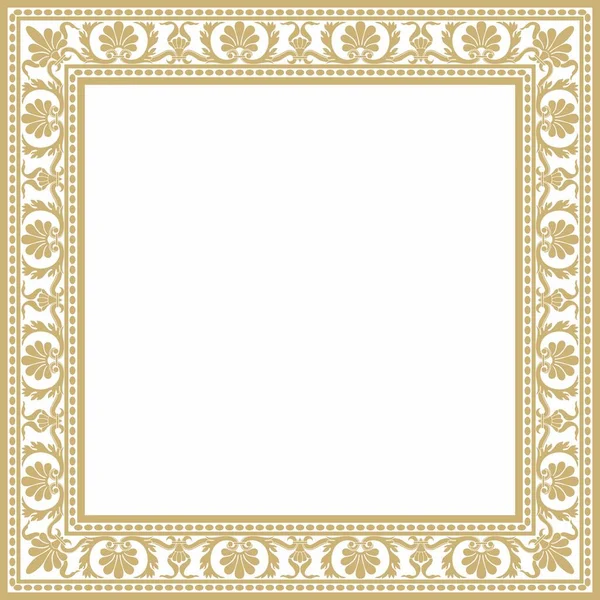 Vektor Gold Quadrat Klassisches Renaissance Ornament Endlose Europäische Grenze Rahmen — Stockvektor