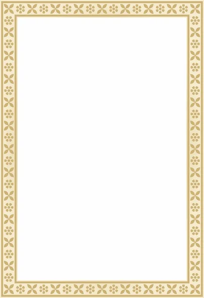 Векторный Квадратный Золотой Индийский Национальный Орнамент Граница Между Этническими Растениями — стоковый вектор