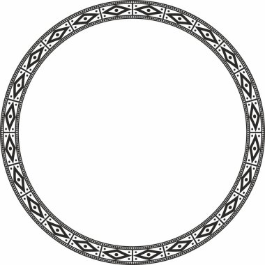 Vector monochrome round ornament of Native Americans, Aztecs. Circle border of the tribes of South and Central America.