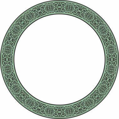 Vektör yeşili, doğulu süsü. İran, Irak, Türkiye ve Suriye 'nin Arapça modelli çemberi. İran çerçevesi, kenar