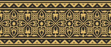Vektör altın pürüzsüz Bizans sınırı, çerçeve. Sonsuz Yunan deseni, Doğu Roma İmparatorluğu 'nun Çizimi. Rus Ortodoks Kilisesi Dekorasyonu