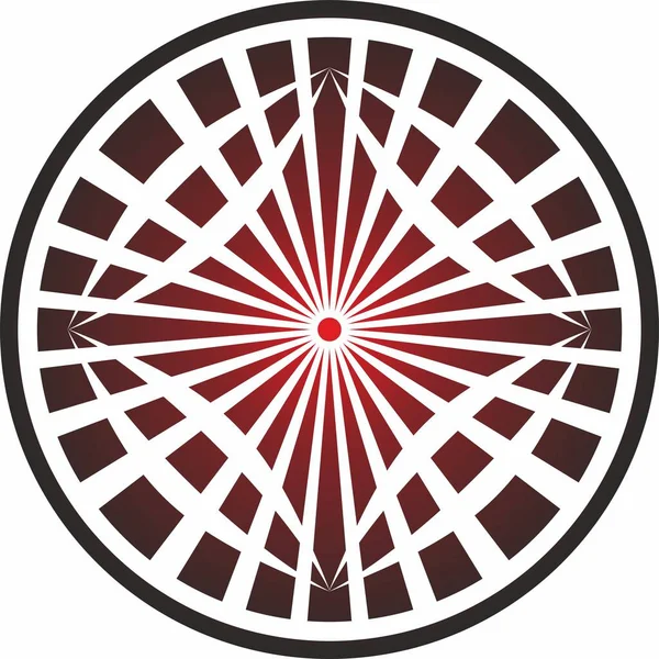 Círculo Geométrico Vermelho Vetorial Padrão Circular Abstrato — Vetor de Stock