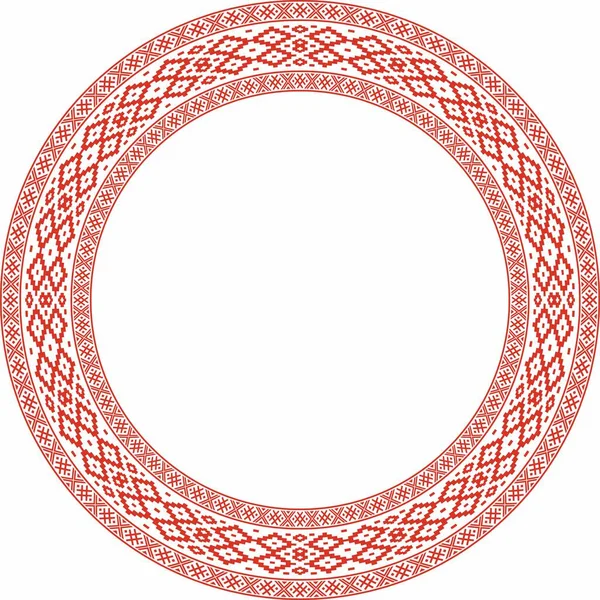 Beyaz Rusya Ulusal Süslemesi 'nde kırmızı vektör. Etnik sonsuz renk sınırı, Slav halkı çerçeve. 