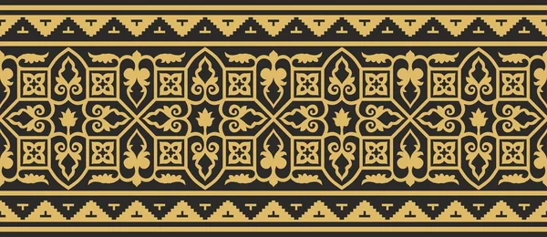 ベクトル黄金のシームレスビザンチン国境 フレーム 無限のギリシャのパターン 東ローマ帝国の描画 ロシア正教会の装飾 — ストックベクタ