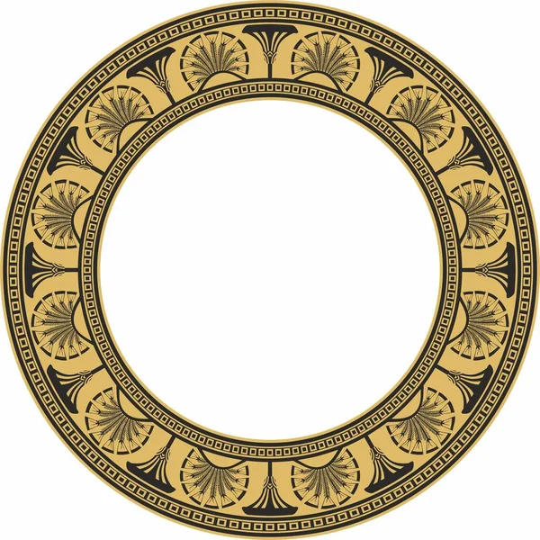 Vektorové Zlato Bezešvé Kulaté Egyptské Ornament Nekonečný Kruh Kruh Okraj — Stockový vektor