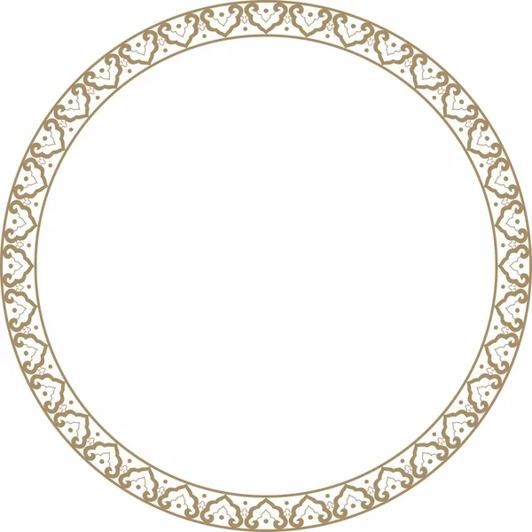 Vector Gold Colored Frame Border Chinese Ornament Patterned Circle Ring — Vector de stock