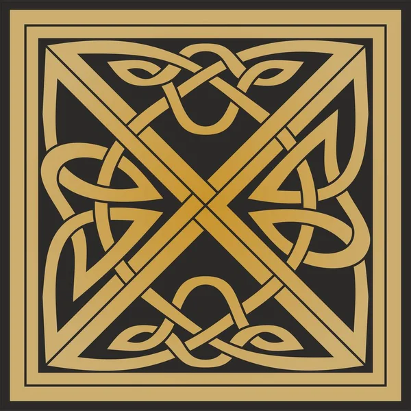 Vector Oro Nudo Celta Negro Adorno Antiguos Pueblos Europeos Signo — Vector de stock