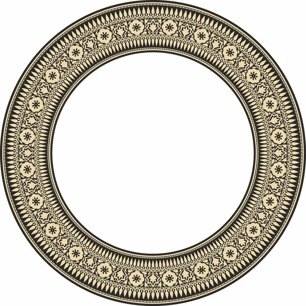 ベクトルラウンドインドの装飾 黒い円の境界線 フレーム リングを持つ黄金 — ストックベクタ