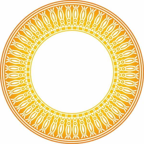 Vector Orange Egyptian Border Circle Ornament Ancient Africa Pattern Lotus — Stock Vector