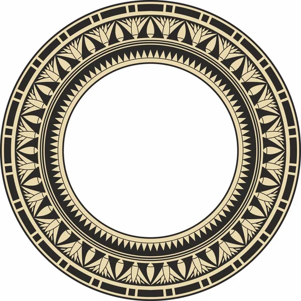 Vettore Antico Oro Nero Egiziano Ornamento Rotondo Confine Etnico Nazionale — Vettoriale Stock