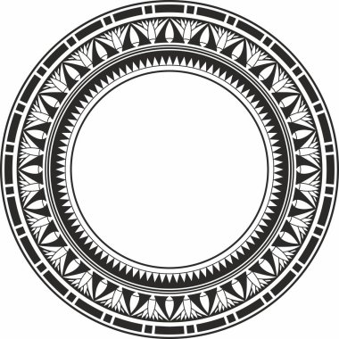 Antik siyah tek renkli Mısır süsü taşıyıcısı. Sınırsız ulusal etnik sınır, çerçeve, halka